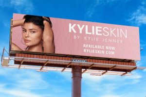 Digital billboard with KYLIESKIN by Kylie Jenner advertisement
