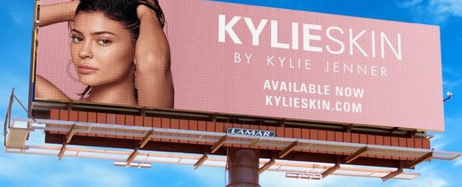 Digital billboard with KYLIESKIN by Kylie Jenner advertisement