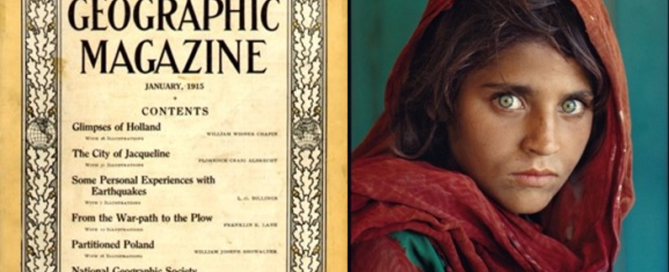 Steve McCurry’s iconic photograph of a young Afghan girl in a Pakistani refugee camp appeared on the cover of National Geographic magazine’s June 1985 and became the most famous cover image in the magazine’s history. Steve McCurry/Courtesy of National Geographic.